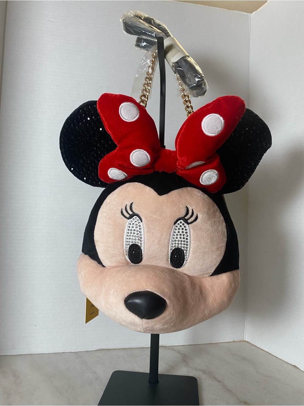 Disney x ALDO Minnie Mouse Plush Crossbody Bag Sequin Ears NWT